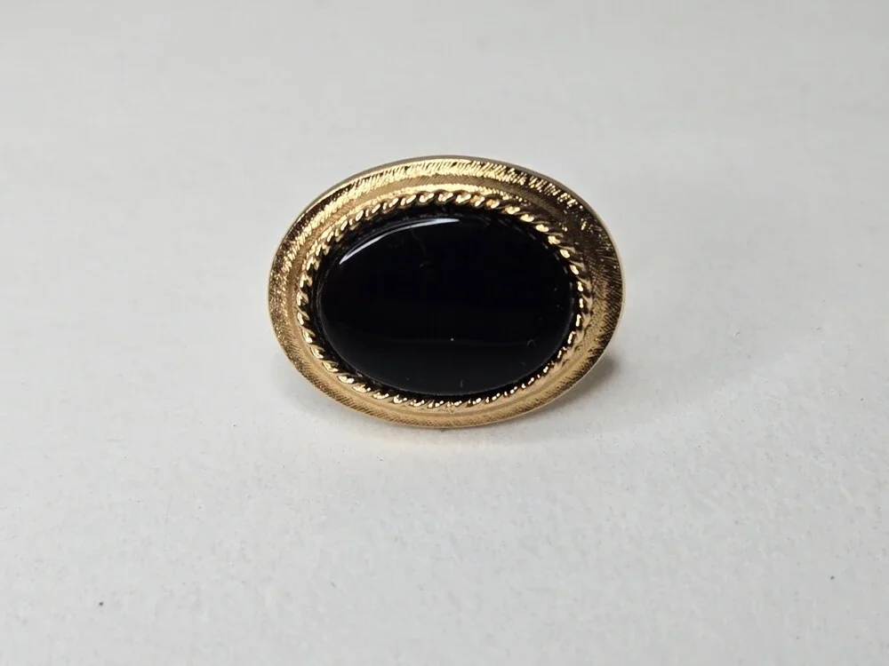 Vintage Avon Cufflinks ~ Gold Tone ~ Faux Onyx Stone